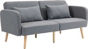 HOMCOM Sofá-cama 3 lugares design clic-clac encosto reclinável e apoios de braço ajustáveis tecido efeito linho cinza | Aosom Portugal