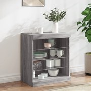 vidaXL Aparador com luzes LED 60,5x37x67 cm cinzento sonoma