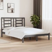 Estrutura de cama dupla 4FT6 135x190 cm pinho maciço cinzento