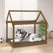 vidaXL Cama para cães 111x80x100 cm pinho maciço castanho mel