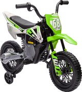 AIYAPLAY Mota Elétrica Infantil com Bateria 12V Música Velocidade 2,4-5 km/h e Rodas Auxiliares +3 anos 107x56x70 cm Verde | Aosom Portugal