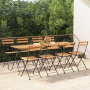 vidaXL Cadeiras de bistrô dobráveis 8 pcs madeira de teca maciça e aço