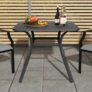 Mesa de metal Jardim quadrada de 80 cm com 4 pernas curvas Mesa de exterior resistente para 4 pessoas Cinzento