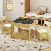Conjunto de mesa e 2 cadeiras para crianças com caixas de armazenamento Verdes