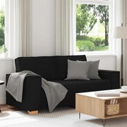 vidaXL Sofá de 2 lugares preto 140 cm tecido