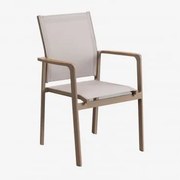 Pacote De 2 Cadeiras De Jardim Empilháveis Com Braços Em Alumínio Elvira Moka Brown - Sklum