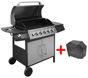 vidaXL Grelhador/barbecue a gás 6+1 queimadores preto/prateado