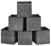 Caixas de armazenamento dobráveis ​​SONGMICS, conjunto de 6 cubos de armazenamento de tecido não tecido, 30 x 30 x 30 cm, organizadores de roupas de brinquedo, preto, RFB006B01