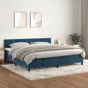 vidaXL Cama com molas/colchão 200x200 cm veludo azul-escuro