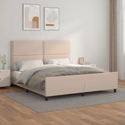 vidaXL Estrutura cama cabeceira 180x200 cm couro artificial cappuccino