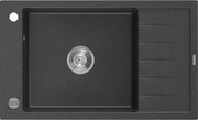 Mexen Elias lava-louça de granito de 1 bacia com escorredor 795 x 480 mm, preto salpicado, sifão cromado - 6511791005-76