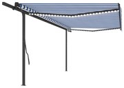 Toldo automático c/ LED e sensor de vento 5x3,5 m azul e branco