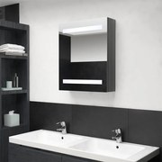 vidaXL Armário espelhado casa de banho LED 50x14x60 cm cinza brilhante