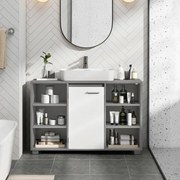 Armário para lavatório (NÃO INCLUIDO) com prateleiras ajustáveis 30 x 90 x 60 cm Cinzento + Branco