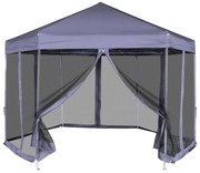 Tenda festas pop-up hexagonal 6 paredes 3,6x3,1m azul escuro