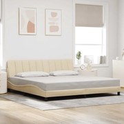 Estrutura de cama sem colchão 200x200 cm tecido cor creme
