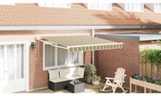vidaXL Toldo Retrátil Verde e amarelo 350 x 250 cm tecido