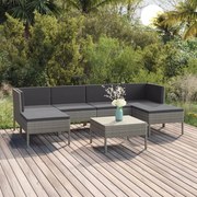 vidaXL 7 pcs conjunto lounge de jardim c/ almofadões vime PE cinzento