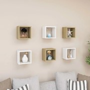 vidaXL Prateleiras parede forma de cubo 6 pcs 22x15x22cm branco/sonoma