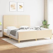 vidaXL Estrutura de cama sem colchão 180x200 cm tecido cor creme