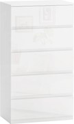 HOMCOM Cómoda para Quarto com 5 Gavetas Cómoda Madeira para Dormitório Quarto Branco Brilhante 55x33x80 cm | Aosom Portugal
