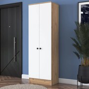 Roupeiro P6 – Nogueira e Branco – 59,8x182,8x37,5 cm