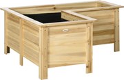 Outsunny Floreira Elevada de Madeira Floreira Exterior em Forma de L com Forro Não Tecido Horta Urbana 120x120x50 cm Madeira | Aosom Portugal