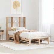 vidaXL Cama com estante sem colchão 90x190 cm madeira maciça