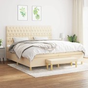 vidaXL Cama com molas/colchão 200x200 cm tecido cor creme