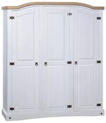 Roupeiro Corona Range pinho mexicano com 3 portas branco