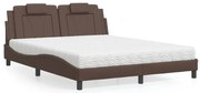vidaXL Cama com colchão 160x200 cm couro artificial castanho