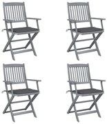 vidaXL Cadeiras exterior dobráveis c/ almofadões 4 pcs acácia maciça