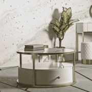 MESA DE CENTRO SHARON BRANCA E DOURADA Ø 75X40 CM