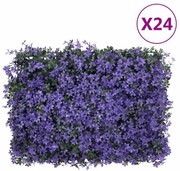  vidaXL Vedação de folhas artificiais 24 pcs 40x60 cm roxo