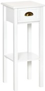 HOMCOM Mesa de Apoio com Gaveta e Prateleira de Armazenamento Estilo Moderno 30x30x75cm Branco