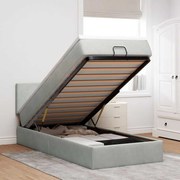 Estrutura cama otomana colchão 90x190 cm veludo cinzento claro