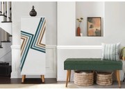 Conjunto de Mobiliário de Entrada Vegas – Branco e Verde – Sapateira: