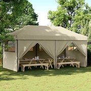 vidaXL Tenda p/ festas pop-up dobrável c/ 4 paredes cinza-acastanhado