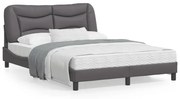 Estrutura cama c/ cabeceira 140x190cm couro artificial cinzento