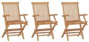 vidaXL Cadeiras de jardim dobráveis 3 pcs madeira de teca maciça