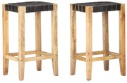 vidaXL Bancos de bar 2 pcs 75 cm couro genuíno preto