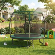 Trampolim de 244 cm de diâmetro, trampolim de jardim com rede de segurança, postes com 180 cm de altura Preto-verde escuro