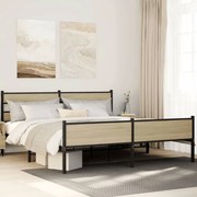 vidaXL Estrutura de cama sem colchão 183x213cm metal carvalho sonoma