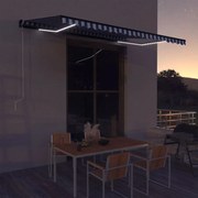 Toldo com sensor de vento e LED 450x300 cm azul e branco