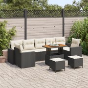 Conjunto de Sofá para Jardim vidaXL de 10 Peças com Almofadas Preto Ra