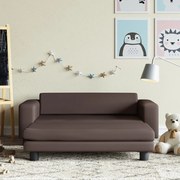 vidaXL Sofá infantil c/ apoio pés 100x50x30 cm couro artif. castanho