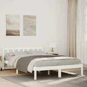 vidaXL Cama extra longa sem colchão 160x210 cm pinho maciço branco