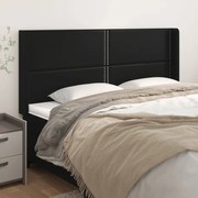 vidaXL Cabeceira de cama c/ abas couro artif. 203x16x118/128 cm preto