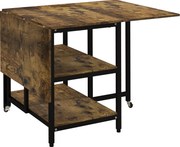 HOMCOM Mesa de jantar dobrável, mesa de jantar dobrável, design industrial, 140 cm x 80 cm x 75 cm, Castanho + Preto | Aosom Portugal