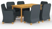 vidaXL 7 pcs conjunto de jantar para jardim cinzento-escuro